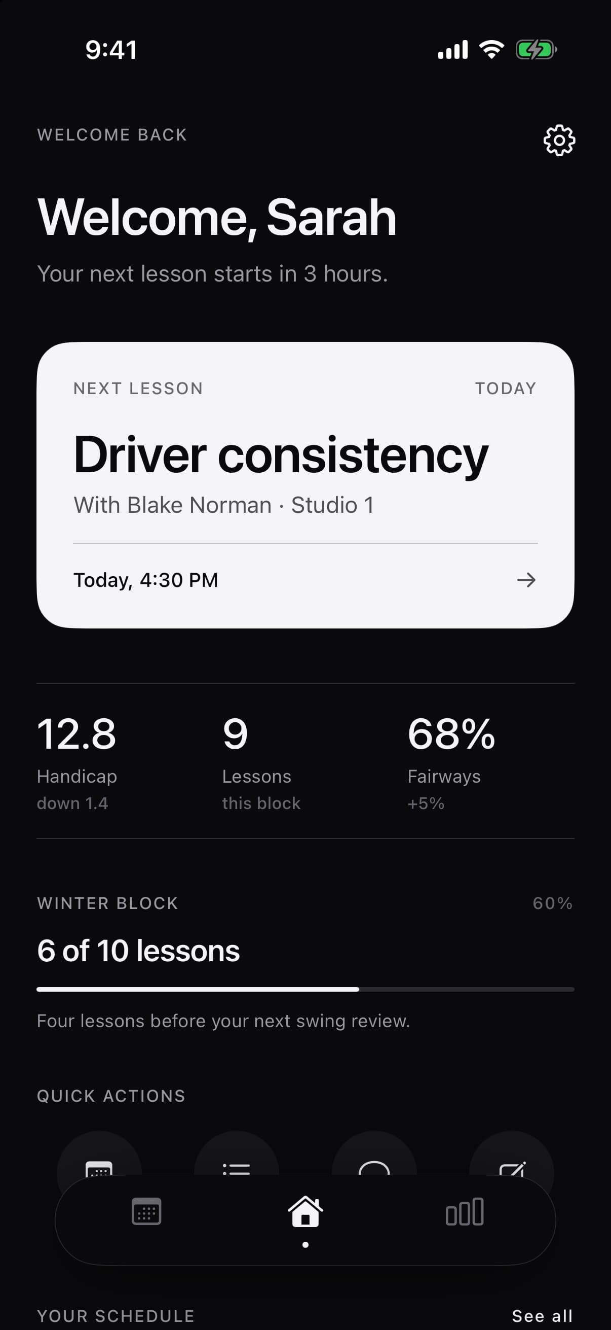 Student home in dark mode